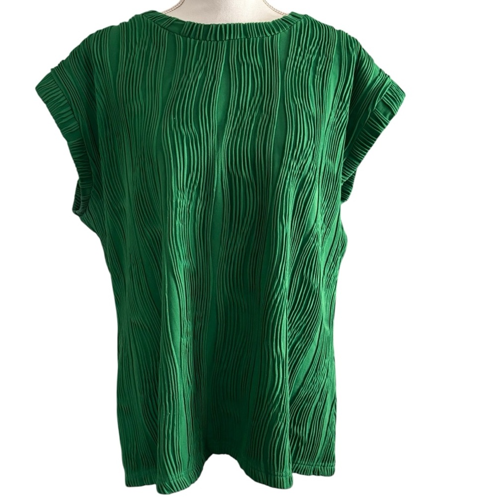 MOSHU Green Textured Pleated Blouse Top Women’s XL